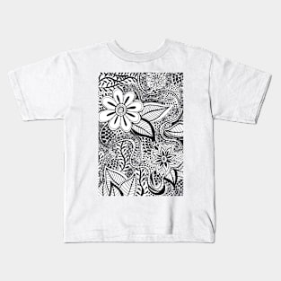 Black and White Floral Affair Kids T-Shirt